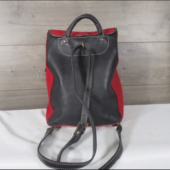 Rare T. Anthony LTD Red Canvas Leather Backpack - Picture 3 of 8